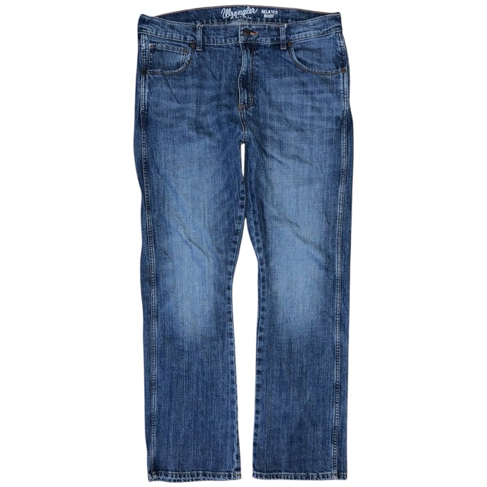 Wrangler Retro Relaxed Bootcut Jeans 35 x 34 Medium Wash Stretch Denim Mid Rise